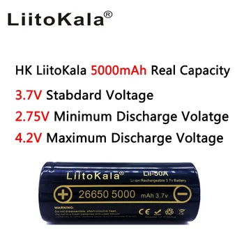Oriģināls LiitoKala Lii-50A 26650 5000mAh Uzlādējams Akumulators 3,7 v Li-ion Baterijām