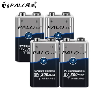 PALO Uzlādējams 9V 6F22 Baterija ni-mh 300mah 9v nimh Akumulatoru zemu pašizlādi Kameras Tālvadības pulti Rotaļlietas metāla detektors