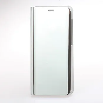 Par Huawei P Smart Case Luksusa Spogulis Skatu Pārsegu, Lai Huawei PSmart Stāvēt Ādas Gadījumā Coque P Smart 2017 Vāka ZĪM.-LX1 Capa
