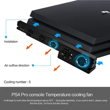 Par PS4 Pro Dzesēšanas Ventilatori Spēļu Konsoles Sānu Stiprinājums Dzesēšanas Mašīna 5-Fani Super Turbo Uzņēmēja Temperatūras Kontroles Vēsāks