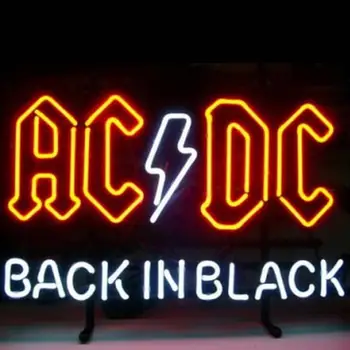 Pasūtījuma AC DC Atpakaļ Melna Stikla Neona Gaismas Zīme, Alus Bārs