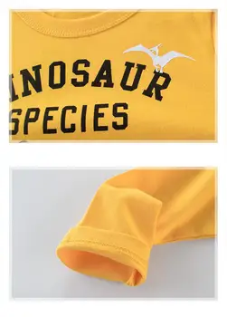 Pavasara Jauns Bērnu Zemāko Krekls Kokvilnas Eiropas Un Amerikas Apģērbu Zēnu T-krekls Rudens garām piedurknēm Dinozauru Apģērbi
