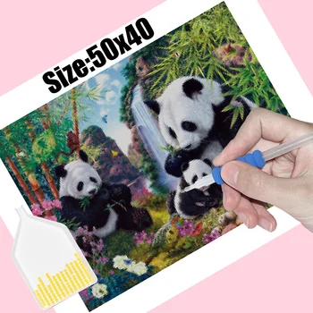 Pilnu Kvadrātveida/Apaļā dimanta urbšanas Krāsošana Panda lāči 5D DIY dimanta izšuvumi mozaīkas Apdare, krāsošanas BX0661