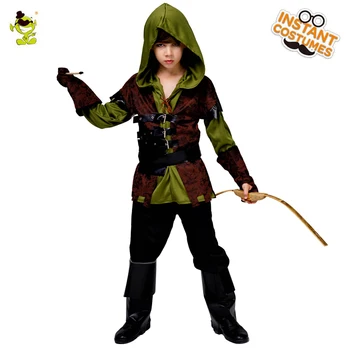 Purima Kostīmu par mazuļa Huntsman Kapuci Kostīmi Green Deluxe Cosplay Iedomātā Uzvalkā Halloween Kostīmi Personu Bērniem