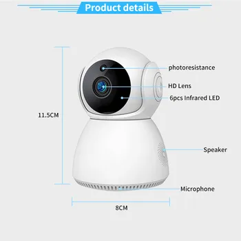 QZT Video Novērošanas Kameras WIFI Nakts Redzamības Mājas Drošības Kameras 360° Centrālās Baby Monitor Bezvadu IP Kamera, WIFI V380 Pro
