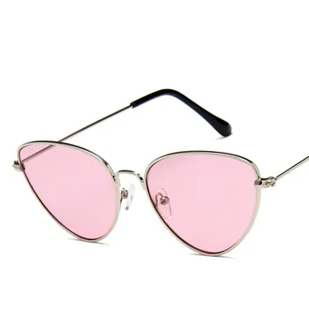 RBRARE Vintage Trīsstūris Cat Eye Saulesbrilles Sieviešu Zīmola Dizainere Mazo Kadru Sakausējuma Saulesbrilles Atstarojošs Spogulis Oculos De Sol