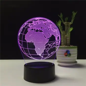 Radošā Zemes Globuss 3D Karte Lampu 7 Krāsu Gultas, Guļamistabas LED USB Nakts Gaisma Mājās Decoracao Kis Dāvanu Rotaļlietas