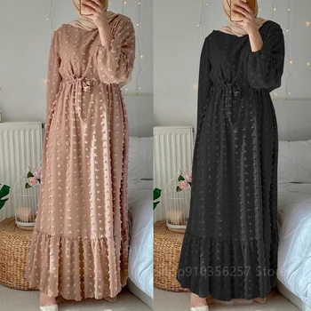 Ramadam Musulmaņu Modes Abaya Kleita Sievietēm Dubaija Turcija Šifona Bumbu Islāma Apģērbs Sieviešu Puses Maxi Kleita, Hijab Vestido Drēbes