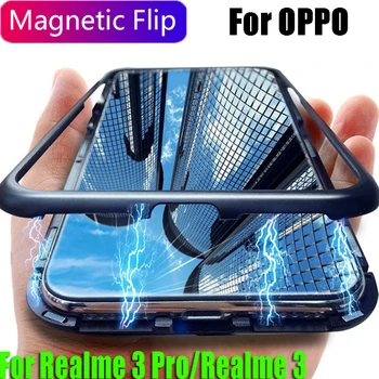 Realme 6 5 Pro 6.i 5S 6S 3 2 Pro U1 C3 C2 C1 2019 XT X Lite Magnētisko Adsorbable Metāla Telefonu Gadījumā Par OPPO K3 A1K Atpakaļ Stikla Vāks