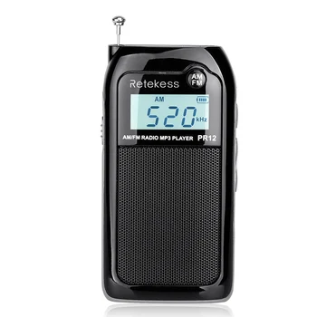 Retekess PR12 Mini Kabatas Radio FM AM Digital Tuning Audio Uztvērēju 9K/10K MP3 Mūzikas Atskaņotājs, Lādējams Akumulators Portatīvie Radio