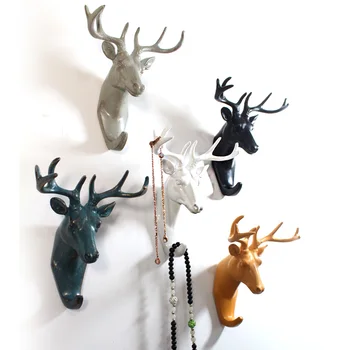 Retro 3D sveķu dzīvnieku galvas amatu drēbes āķi sienu apdare Vintage Briežu Pakaramā Cepuri Durvis, Sienas Apģērbu, Dvieli Drēbes Āķi