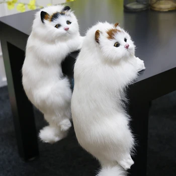 Reāli Pūkains Karājas Kaķis Simulācijas Plīša Kaķis Lelle Dzīvnieku Figūriņas Mājas TV Apdare Cute Kaķēns Modeli, Mīkstu Rotaļlietu, Bērnu Dāvanu
