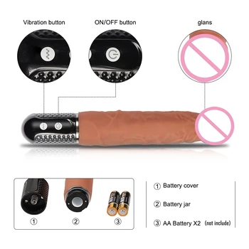 Reāli ādas dzimumlocekļa thrusting akumulatora vibrators, dildo burvju nūjiņu seksa rotaļlietas sievietēm, silikona falls pieaugušajiem intīmo produkti