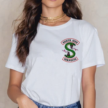 Riverdale Southside Čūskām vasaras top top lakrosa sieviešu harajuku grunge plus lieluma drukāt balts t krekls, t ulzzang