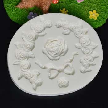 Rožu Ziedu Pomādes Kūka Silikona Veidnē Loku Ziedu Robežu Kūka Pelējuma DIY Cupcake Cozinha Kāzu Kūka Dekorēšanas Instrumentiem H407