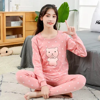 Rudens Ziemas Lielie Zēni, Meitenes Drēbes Pidžamas Komplekti Kokvilnas Pidžamas Kids Sleepwear Bērnu Homewear Pusaudzis Ilgtermiņa piedurknēm Pijamas Uzvalks