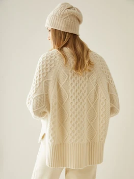 Rudens, ziemas jaunas sievietes v-veida kakla jaciņa pure cashmere vertikālu svītru vienu krūtīm, džemperi, adītas īss mētelis