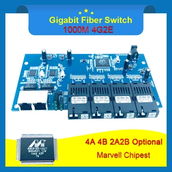 Rūpniecības Grade Gigabit Ethernet Switch 4) Ostas 1,25 G šķiedras un 2 RJ45 bi-directional pasīvo optisko šķiedru media converter Kuģa PCB