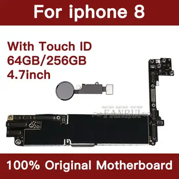 Rūpnīcā Atslēgts, 64 GB un 256 gb Pabeigta Mātesplati Par iPhone 8 4.7 collu Sākotnējā Mainboard Ar Touch ID IOS Atjauninājumu Atbalsts