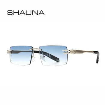 SHAUNA Trending Mazo Rectange bez apmales Brilles Zīmola Dizainere Slīpums Toņos UV400