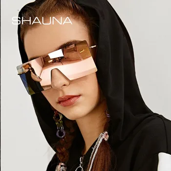 SHAUNA bez apmales Laukumā Saulesbrilles Sieviešu Modes Slīpums Toņos Vīriešiem UV400
