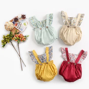 Sanlutoz Ziedi Baby Meiteņu Kombinezonus Vasaras Drēbes Mazulim Meitene Princese Kokvilnas Toddler Zīdaiņu Apģērbs Gudrs