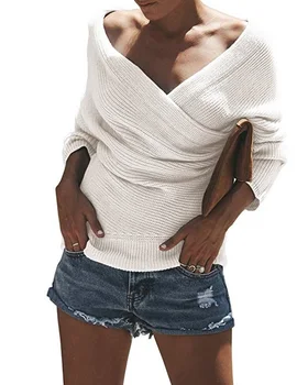 Sieviešu Džemperi Dobi No 2018. Gada Ziemas Sieviešu Kašmira Džemperis Sexy V Kakla Pāri Trikotāžas Džemperis Backless Streetwear Džemperis 4 Izmēra