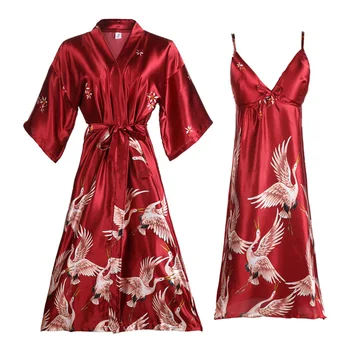 Sieviešu Satīna Drēbes Viegls, Kāzas, Līgava, Līgavas Kimono Yukata Sieviešu Zīda Pidžamu Celtņa Lady ' s Sexy Naktskrekls Sleepwear