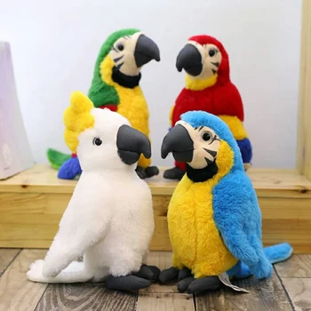 Simulācijas plīša papagailis putnu plīša pildījumu lelle bērnu rotaļu apdares simulācijas plīša rotaļlieta bērniem Ziemassvētku dāvanu M047