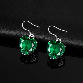 Sirds Emerald Vilināt Auskari Sievietēm Zaļo Gem Akmens Sudraba Earings 925 Dārgakmeņiem Auskari ar rokām Darinātas Rotaslietas, Dāvanas Sievietēm