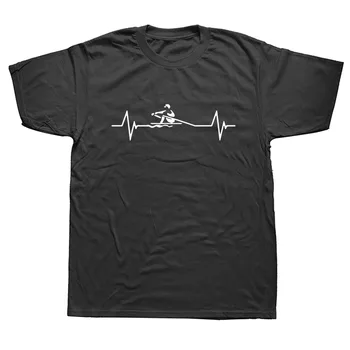 Sirdsdarbība Airu T-Krekls Vīriešiem Vīriešu Modes Īsām Piedurknēm Smaiļošana T Krekls Ar Apaļu Kakla Kokvilnas Smieklīgi Kajaks Sirdsdarbība Vasaras Topi