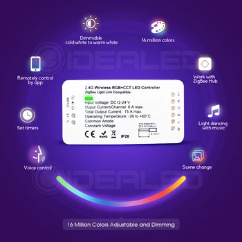 Smart RGBWW LED Strip Gaismas Zigbee Kontrolieris RGBWW Krāsa Mainās Darba ar Zigbee Hub un Echo Plus aptumšojami Apkārtējās Gaismas