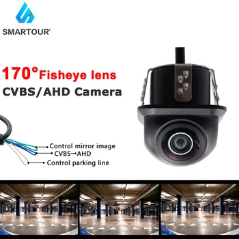 Smartour HD CCD Fisheye Lēca Atpakaļskata Kamera AHD 1080p Nakts Redzamības Rezerves Autostāvvieta Ūdensizturīgs Monitora maiņai