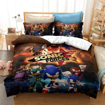 Sonic Ezis Gultas Komplekts Kids Guļamistaba Dekors Zēns Meitenes Duvet Cover Set Spilvendrāna Dvīņu Pilna Karaliene, Karalis, Gultas Veļa, Gultasveļa