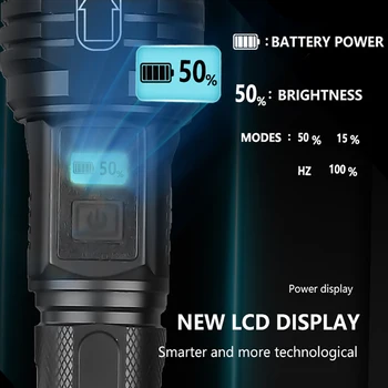 Spēcīgs Led Lukturīti XHP90.2 USB Lāpu Gaismas 26650 Uzlādējams Taktiskās Laternu Ultra Spilgti Puses Lampas kempingiem medības