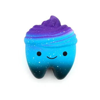 Squishy Mīksto Izsmalcinātu Jautri Galaxy Zvaigžņotām zobu Rotaļlietas zobu Aromātisks Squish Lēni Pieaug Stress Atslodzes Izspiest Rotaļlietas Squishe