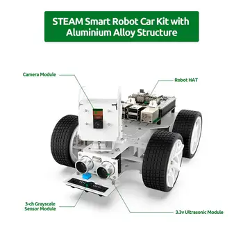 SunFounder Aveņu Pi Smart Video Robots Automašīnas Komplektu,Atbalsta Ezblock vizuālā programmēšana/ Python Programmēšanas Elektronisko DIY Robots Ki