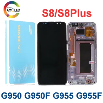 Sākotnējā Super AMOLED S8 ar melnu punktu pikseļi SAMSUNG Galaxy S8 G950 G950F Displejs S8Plus G955 G955F Touch Screen Digitizer