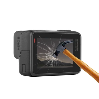 TEELSIN 2gab Rūdīta Stikla Ekrāns + Lēcu Aizsargi Filmu Vāks ar Silikona Vāciņš ir noteikts GoPro Hero 5 6 7 Black