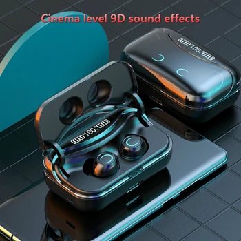 TWS Bluetooth 5.1 Austiņas 9D HIFI Stereo Bezvadu Austiņas LED Displejs Ūdensizturīgs Sporta Austiņas un Earbuds 1200mAh Uzlādes Kaste