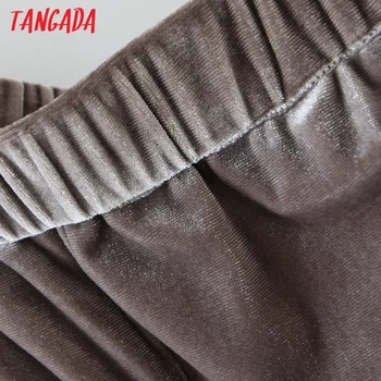 Tangada Pavasara Modes Sieviešu Samta Bikses Plaša Kāju Bikses Strethy Viduklis Kabatas Sieviešu Bikses SL180