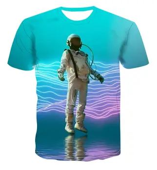 Tautas 3D drukāšanas astronauts / ainava / radošā dizaina vīriešu un sieviešu vasaras krāsu T-krekls foršs gadījuma universāls, s-6xl