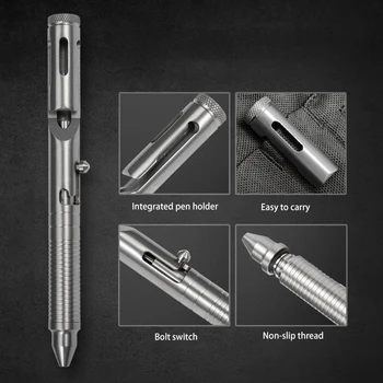 Titāna Sakausējuma Taktiskās Pildspalvu Biznesa Skrūve Pildspalvas Metāla Pildspalvas Vienkārši Nospiediet Portatīvo Āra EDC Pildspalvu