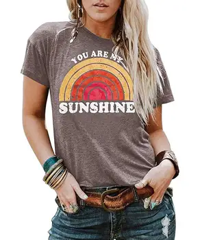 Tu Esi Mana Saule, Varavīksnes Iespiests T-Krekls Sievietēm Vasarā Īsām Piedurknēm Topi Tee O-veida Kakla Plus Lieluma Gadījuma Sieviešu Harajuku t krekls