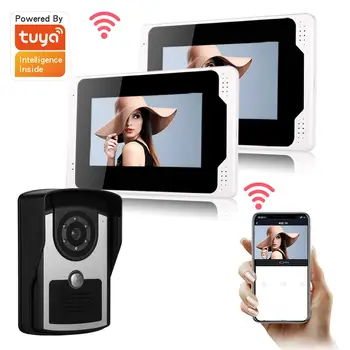 Tuya APP Kontroles Video Durvju Tālrunis Atbalsta Wifi vai RJ45 Savienojumu Durvju 1080P Kustības uztveršanas Kameras Video Intercom Sistēma