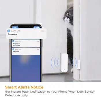 Tuya Smart WiFi Durvju Sensors Atvērts/Aizvērts Detektori Saderīgs Ar Alexa, Google Home SmartLife APP, Apsardzes Signalizācija, Durvju Sensors