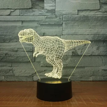 Tyrannosaurus Rex 3D Led Lampa 7 Krāsu Nakts Lampas, Bērniem Touch Led USB Galda ēsmas zivtiņu vadi Lampe Bērnu Miega Nightlight Piliens Kuģis