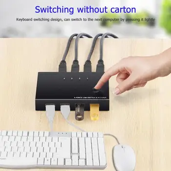 USB KVM Switch Box 4 Port USB 2.0 Komutatoru DATORA Koplietošanas Sadalītāja kontroles diviem saimniekiem Tastatūru, Peli, Printeri, Monitoru