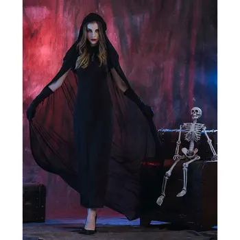 Umorden Halloween Karnevāls Purima Black Gothic Raganu Kostīmu Haunted Burve Tērpi Sievietēm Pieaugušo Bērni