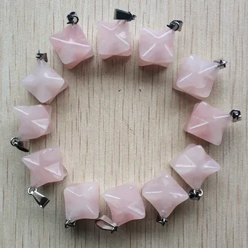 Vairumtirdzniecības 12pcs/daudz 2019 jaunu modes dabīgā akmens rozā Melkaba Hexagram Piekariņi, šarmu rotaslietas pieņemšanas bezmaksas